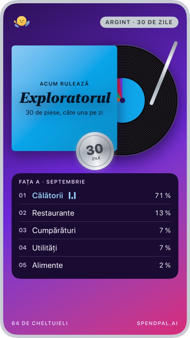 Argint, 30 de zile: luna ta ca un album, cu categoriile drept piese